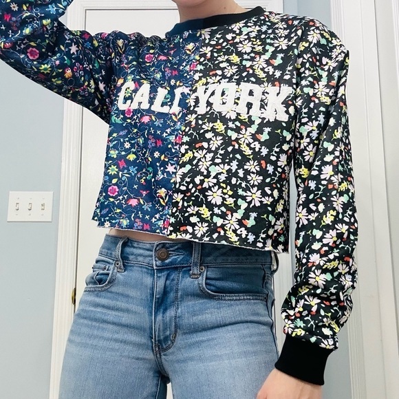 Cynthia Rowley X Bandier Sweatshirt Cropped Floral Multicolor Extra Small - Picture 1 of 7